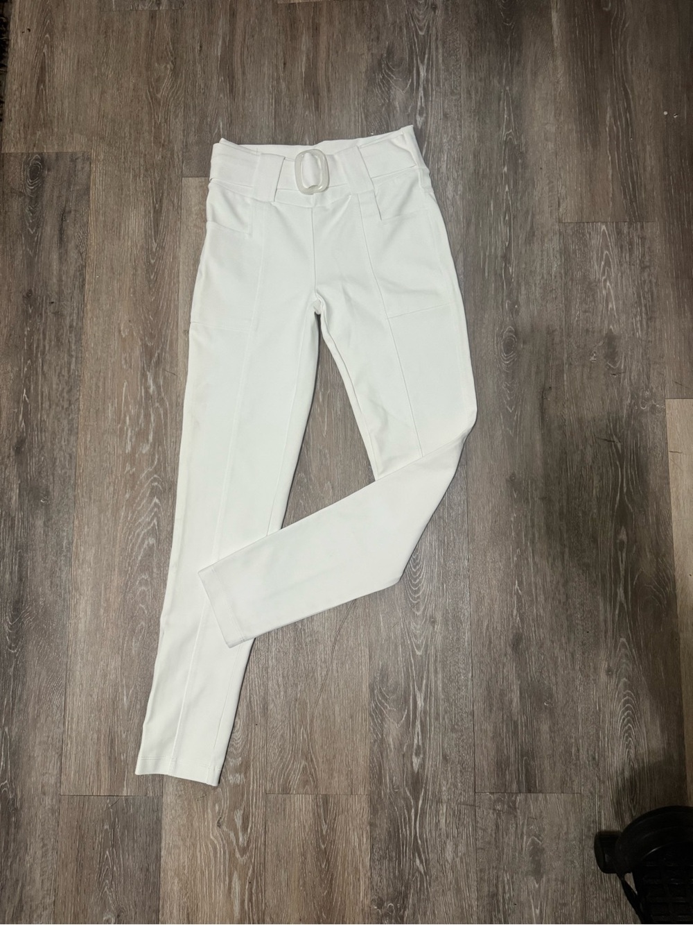 High-Waist White Belted Pants -BRAZILIAN PANTS - Calza lipo